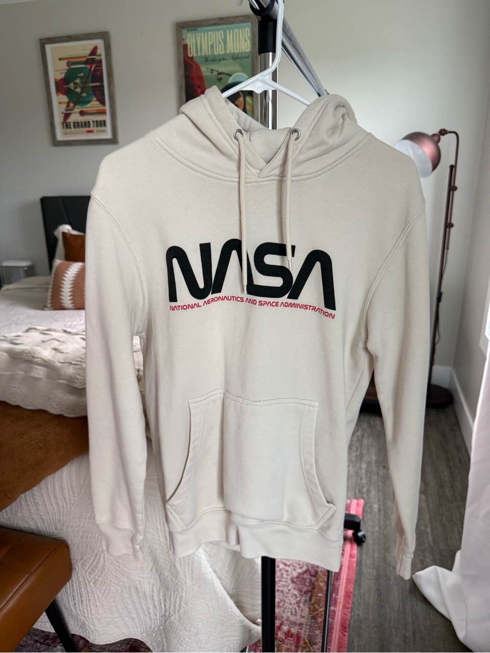 NASA Logo Cream Pullover Hoodie - Small